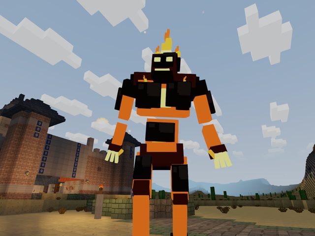 A figure of black iron and orange fire