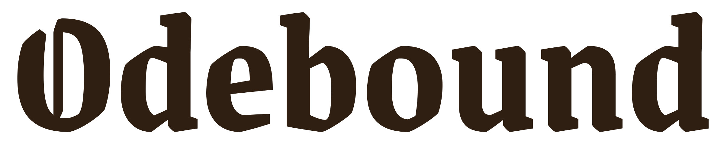 The word Odebound in dark brown blackletter, for light backgrounds